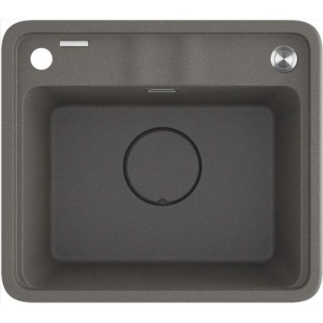 Évier de cuisine encastrable en granit avec 1 cuve de 50 x 44 cm, couleur anthracite métallisé - Mira