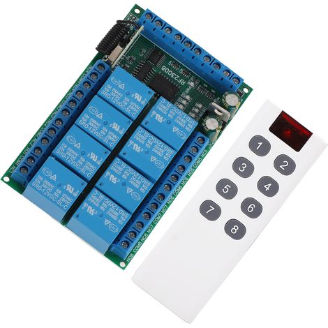 Module de télécommande multifonctionnelle 8 canaux 433,92 MHz, portée 100 m, codage fixe, 12 V (1/5)