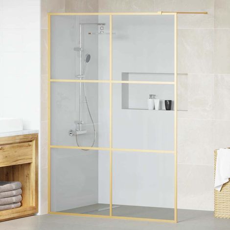 Pared de Ducha Walk-in Dorado 140 x 195 cm vidrio templado