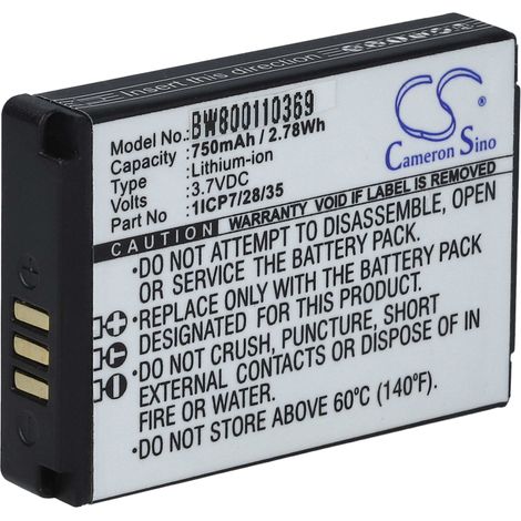 vhbw 1x Batterie compatible avec Parrot ZIK 2,0, 3 casque audio, écouteurs sans fil (750mAh, 3,7V, Li-ion) - Remplacement pour 1ICP7/28/35, MH46671, PF56100