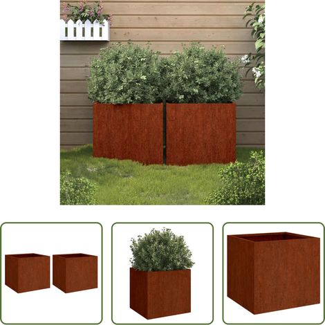 Acier corten - Jardinières 2 pcs 32x30x29 cm acier corten (1/5)