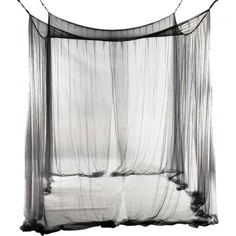 4-eckiges Betthimmel-Moskitonetz für Queen-/Kingsize-Betten 190x210x240cm (Schwarz) (1/4)