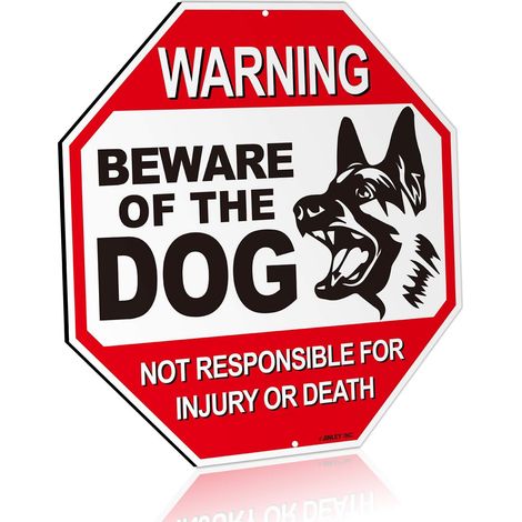 Méfiez-Vous du Panneau d'avertissement pour Chien en Aluminium, blessure ou décès Non Responsable - Protégé Contre Les UV et résistant aux intempéries - 12 "x 12" (1/5)