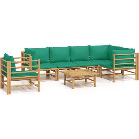 Maison Exclusive - Set Salotto da Giardino 7pz con Cuscini Verdi Bambù