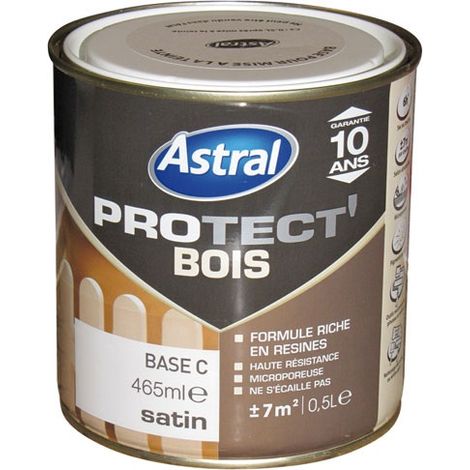 Astral – Peinture Protect'bois satin 2.5L – Base clear pour bois extérieur – Résistante aux UV et intempéries – Formulation microporeuse
