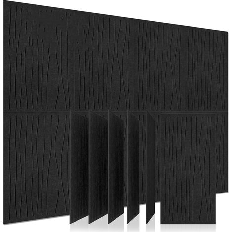 Set of 6 Decorative Curved Acoustic Insulation Panels, Suitable for Walls, Windows, and Doors, Black, 30 x 60 cm