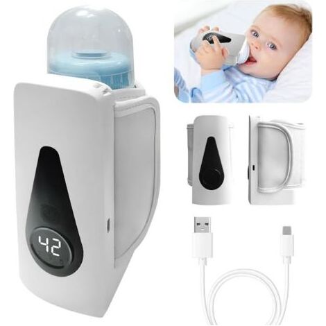 Chauffe-biberon Bébé, Chauffe-biberon Portable en Déplacement avec Écran LCD, 6 Températures Réglables, 24h D'isolation, Chauffe-Biberon USB pour la Maison en Déplacement Voyages (1/5)