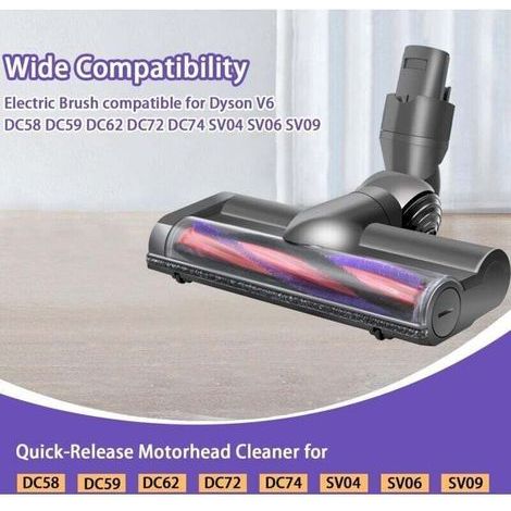 Tête de brosse pour Dyson V6 DC58 DC59 DC62 DC72 D74 SV04 SV06 SV09 Brosse électrique pour Dyson V6 DC58 DC59 DC62 DC72 D74 Accessoire de tête d'aspirateur pour Dyson V6 (1/3)