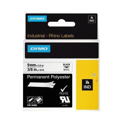 DYMO Schriftbandkassette Rhino ID1 18482 9mmx5,5m sw auf ws (1/5)