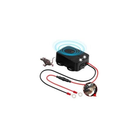Repelente ultrasónico para coches - Frecuencia ultrasónica 12 kHz - 25 kHz - Se conecta a una batería de coche de 12 V - Protección contra martas - Repelente de animales - Con 3 LED intermitentes [Cla (1/4)