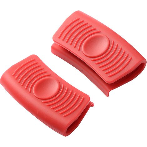 Clips d'oreille de pot en silicone Poignée de pot en silicone Plaque d'isolation de pot en silicone Couvercle de pot en silicone Rouge 8cm 3.5cm 2cm Deux pièces (1/2)