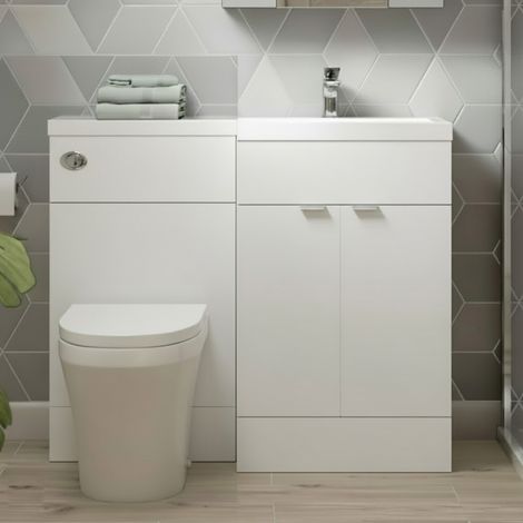 Hudson Reed Fusion RH Combination Unit with 500mm WC Unit - 1000mm Wide - Gloss White (1/5)