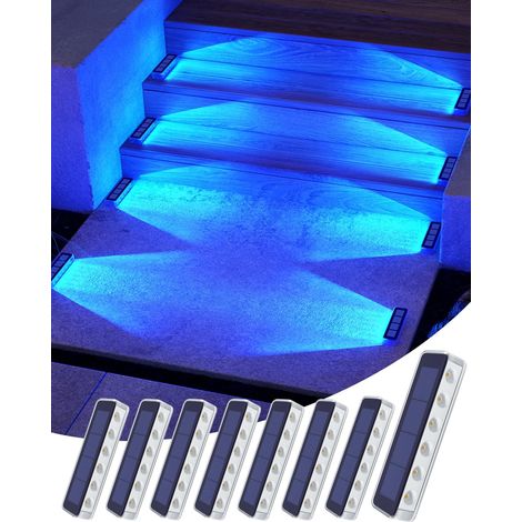 Lampe Solaire Exterieur Jardin, Lot de 4 Eclairage Escalier Exterieur IP68 Étanche, Blanc Chaud LED Lampe Solaire pour Jardin, Chemin, Escalier, Allée, Patios, Sol