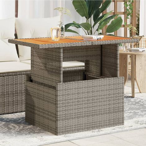 vidaXL Tavolo Giardino Grigio 100x55x73 cm Polyrattan e Legno