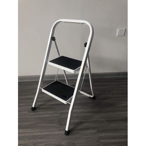 Échelle pliante à 2 marches Escabeau Pliable Portable Compact Échelle Tapis Antidérapant Rangement Facile Escabeau pour Maison Cuisine Bureau DIY 150 kg Charge Max