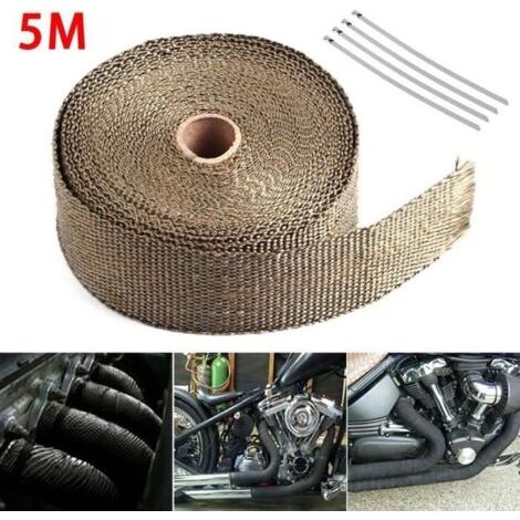 Pièces Auto,Collecteur d'échappement en Fiber de verre,rouleau noir de 5M,bande thermo-enveloppante,isolation - Type Marron