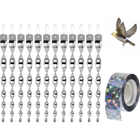 10 Pièce Spirale Anti-Oiseaux & 1 Pièce Repulsif Pigeon, Effaroucheur Anti Pigeons pour Balcon Réfléchissant Repousse Les Pigeons Et Les Pics, Répulsif Pigeon Spirale&Bande pour Les Balcons, Les Toits