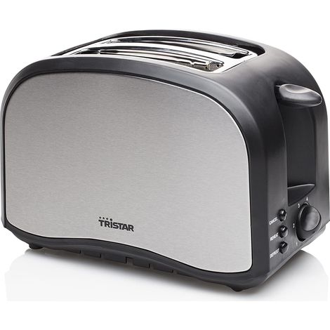 Grille-pain Inox Noir 800W Double Fente (1/2)