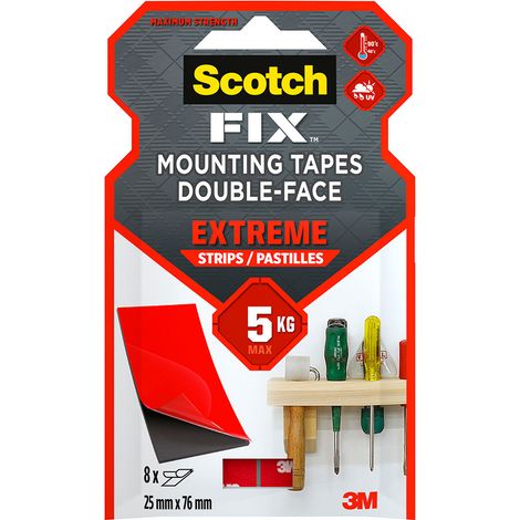 Doppelseitiger Klebestreifen, extrem, schwarz, 25mm x 76mm, 8 Stück, max 5 kg