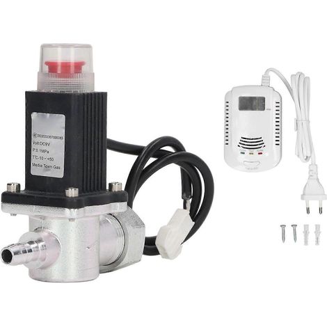 Ventilsteuerung Gasalarmset Gas-Flüssigkeits-Notabsperrventil Leckagealarmdetektorset AC90‐2
