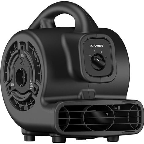 Mighty Centrifugal Air Mover, Carpet Dryer, Floor Fan, Blower, Stackable, Daisy Chain, for Water Damage Restoration, Janitorial, Plumbing, Home Use (Schwarz, P-80A 320CFM) (1/5)