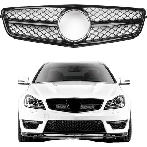 Parrilla delantera AMG negra, diseño elegante, flujo de aire mejorado, plástico ABS duradero. (1/5)