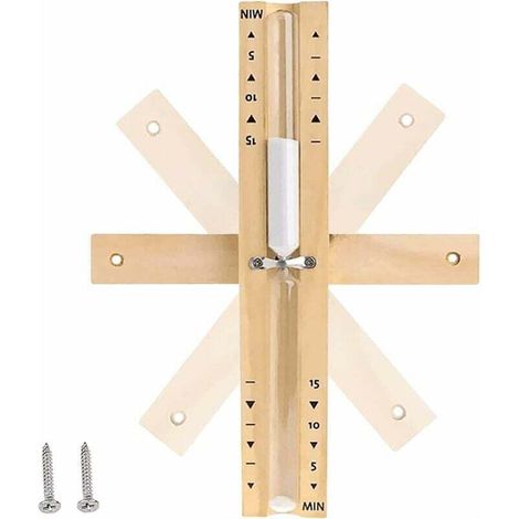 Sauna-Sanduhr, 15-Minuten-Sauna-Sanduhr, Holz-Sanduhr, Sauna-Zubehör mit 2 Schrauben, für Saunen, Dampfbäder, Duschen, weißen Sand... (1/4)