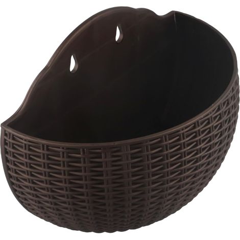 Pot de fleurs suspendu en plastique à fixer au mur, avec réservoir d'eau et trou drainage, (1/4)