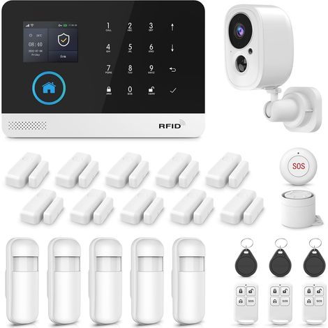 Système d'alarme Domestique sans Fil 4G+WiFi avec caméra extérieure - Installation Simple et Rapide, sans Frais mensuels, contrôle Via Application pour la sécurité de Votre Domicile (1/5)