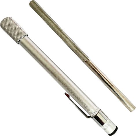 Affûteur de couteaux portatif diamanté transfrontalier, pierre à aiguiser, lime à hameçons, à une ou deux têtes, type stylo (7026-4 Tube stylo argenté, lime à hameçons à une tête 400) (1/5)