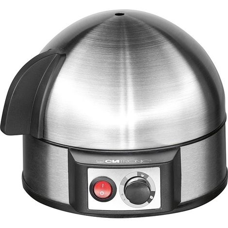 Cuiseur à oeufs 7 œufs – Boîtier en acier inoxydable – Réglage électronique de la dureté – Signal acoustique – 400W – Clatronic