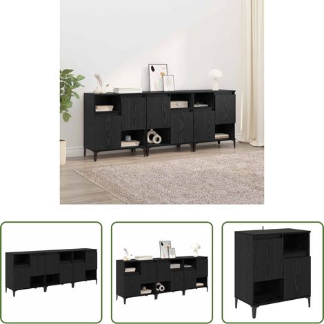 Holzschrank -  Sideboards 3 pcs Schwarz Eichen-Optik 60 x 35 x 70 cm (1/5)