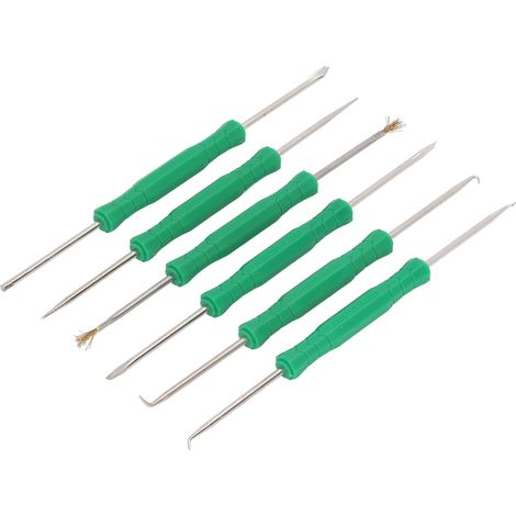 Kit 6 outils d'assistance soudure embouts trempés double face manche ergonomique pro réparation téléphone PC ABS et alliage aluminium (1/5)
