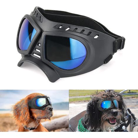 Schutzbrille für Hunde, UV-Schutz-Sonnenbrille, winddichte Welpenbrille mit verstellbaren blauen Gläsern (1/5)