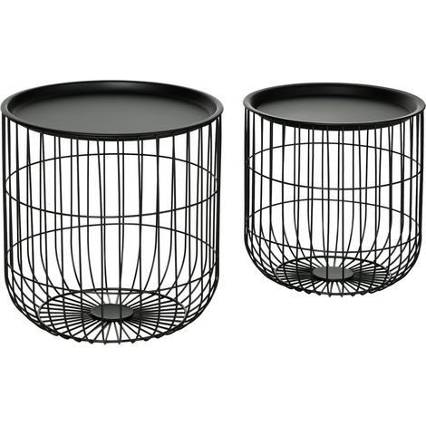 Set di 2 tavolini da salotto rotondi in acciaio nero HOMVRA (1/5)