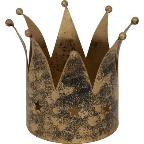 Antique Crown Candle Holder - Metal - L10 x W10 x H10 cm - Gold