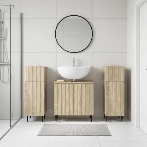 vidaXL 3 Piece Bathroom Cabinet Set ZWOLLE Sonoma Oak Engineered Wood (1/5)