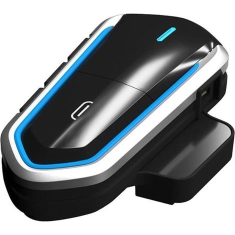 Intercom Moto Bluetooth 4.1, Kit Oreillette Bluetooth Casque Moto Interphone portable Main Libre - Bleu noir (1/4)