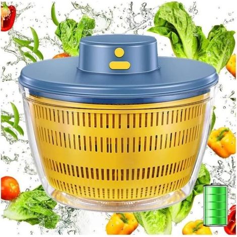 Essoreuse à Salade électrique - 4L - Séchoir à Laitue Rechargeable USB avec Bol en Matériau de Qualité Alimentaire - Salades A261 (1/4)