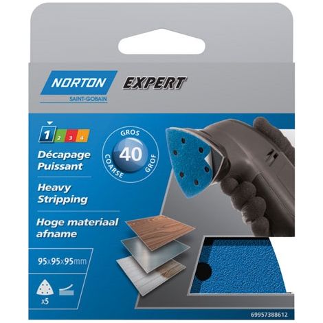 Triangolo perforato Expert 6 fori 95 g. 40 pezzi x 5 - Norton