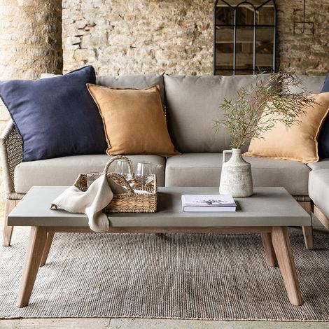 Garden Trading Lynton Wooden Rectangular Coffee Table Grey Indoor Outdoor