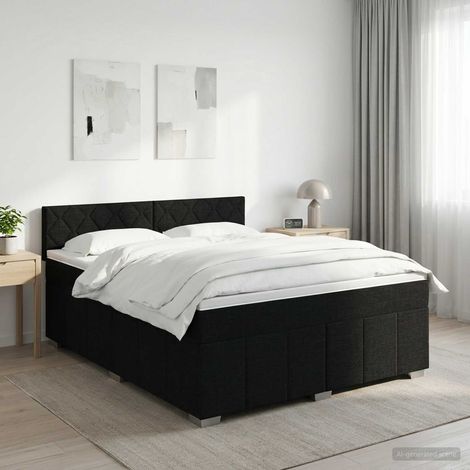 vidaXL Lit boxspring avec matelas Noir 140 x 190 cm Tissu (1/5)