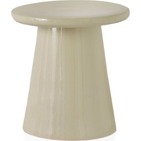 Tabouret en céramique crème brillant design élégant - crème brillant élégant (1/3)
