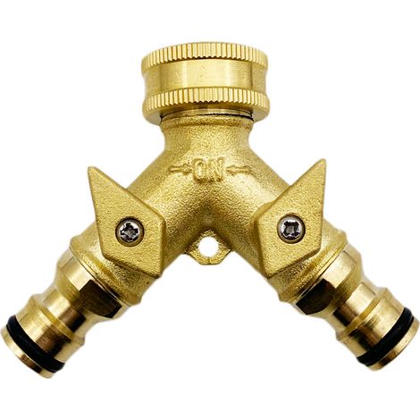 Distributeur double voie vanne laiton adaptateur trois voies Y pour tuyau d'arrosage (1/5)