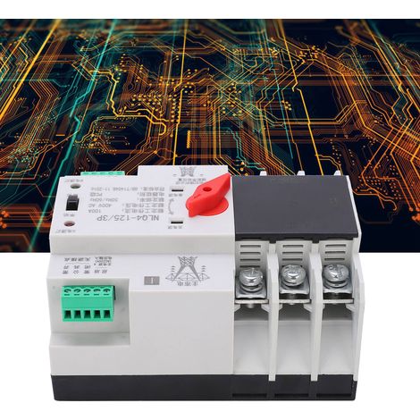 Alimentation sans interruption 400 V, double alimentation triphasée 100 A, commutateur de transfert automatique, type rail DIN (1/5)