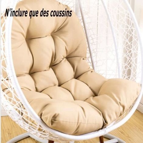 Coussin pour Fauteuil Suspendu Oeuf avec Oreiller Lavable Coussin de Chaise Suspendue Exterieur épais Coussin, 120x80cm,Kaki (1/4)