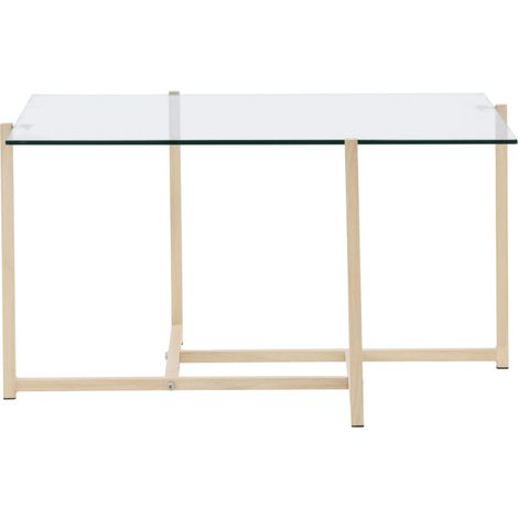 Table basse carrée en verre et métal 80x80cm - Beige - HYBRID (1/5)