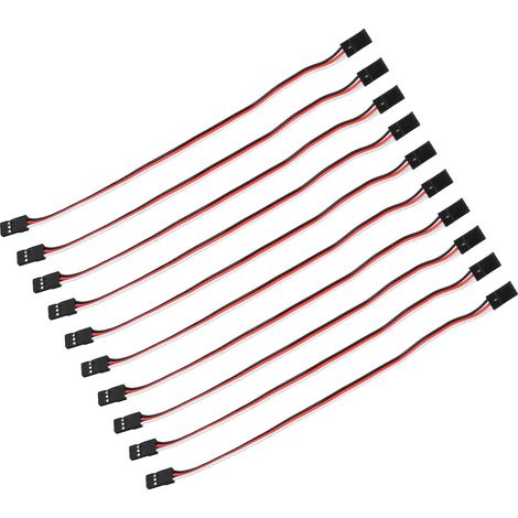 10 Câbles d'Extension Servo 3 Pins 200mm pour Modélisme RC - Connecteurs Femelle-Femelle en Laiton
