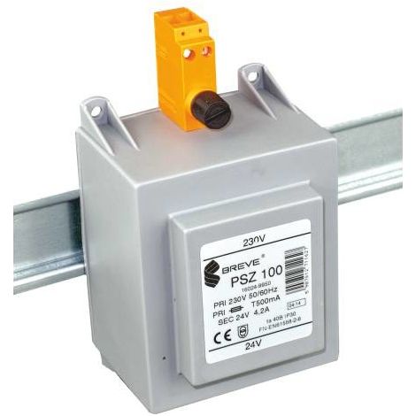 Trasformatore monofase PSZ 100 230/24V IP30 per guida DIN TH-35 In alloggiamento con protezione