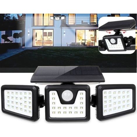 Solar Wall Light 70 LED with Motion Sensor, Waterproof for Outdoor Garden Lighting, 3 Heads (1/4)